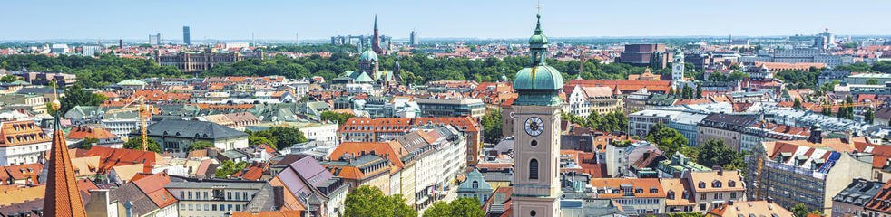 Aerial view of Munich's old town skyline